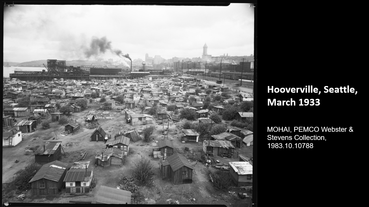 Hooverville, Seattle, March 1933   MOHAI, PEMCO Webster & Stevens Collection, 1983.10.10788